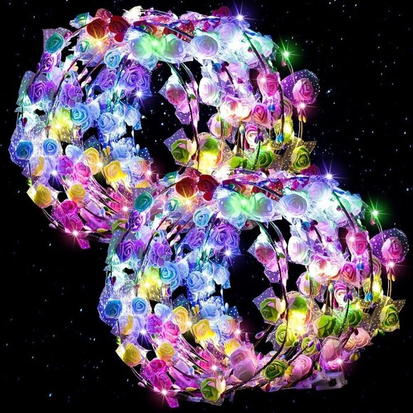 Glow in the Dark Flower Crown Party Supplies 60PCS for Women Girls Adjustable main image 5